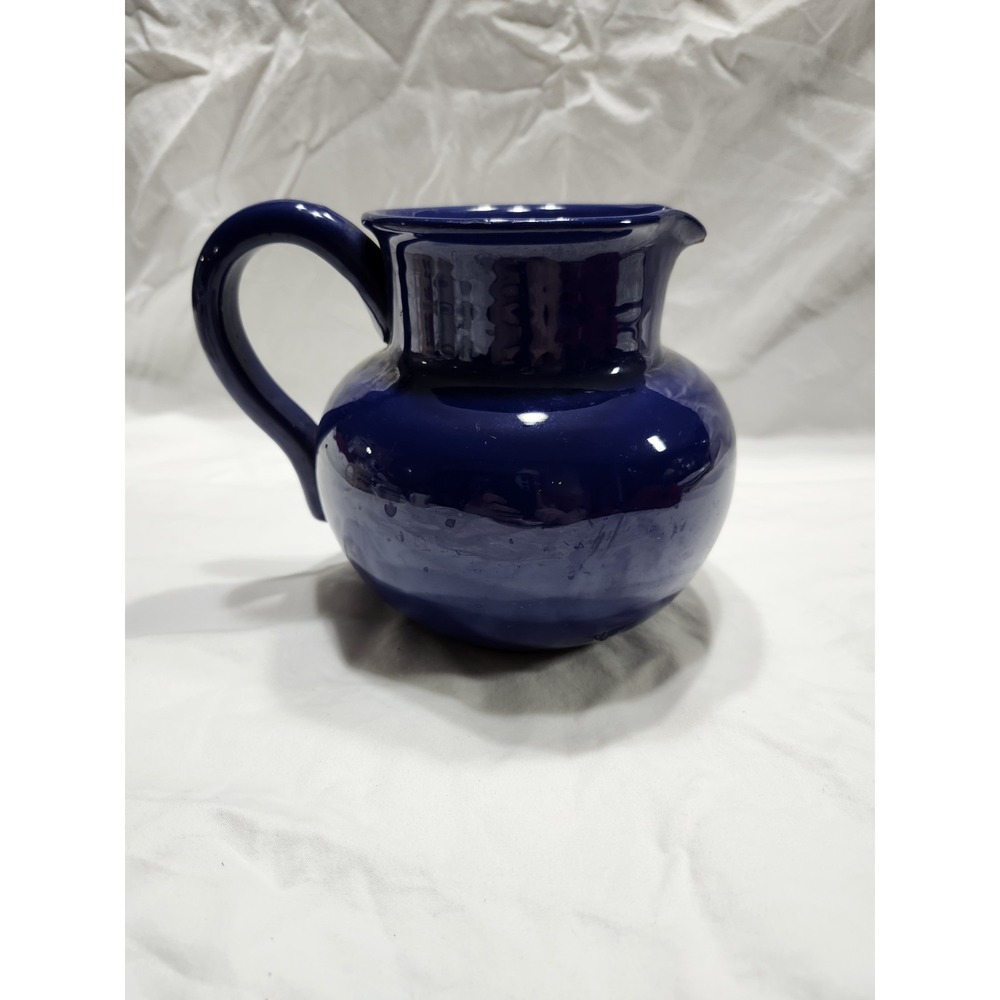 Vintage Stoneware Blue Glazed Pottery  Pitcher  5.5 Inches‎ Cottagecore Boho